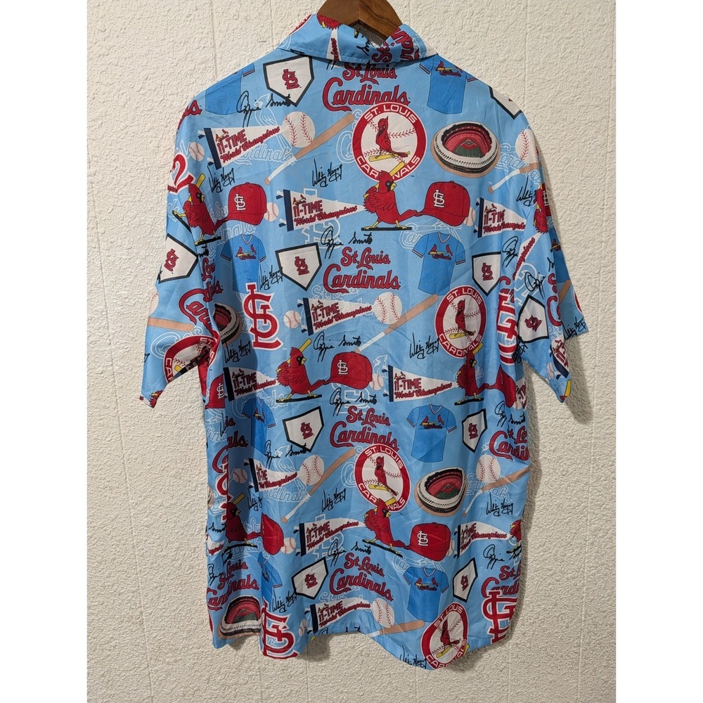 St Louis Cardinals MLB Baseball Button Up Shirt Hawaiian Style All Over Size XL